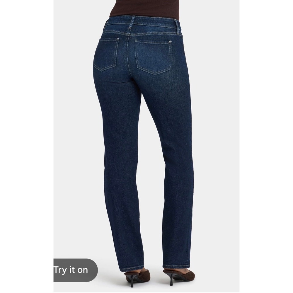 NYDJ Marilyn Straight Leg Jeans Dark Wash Lift Tuck Denim Blue Womens Size 10